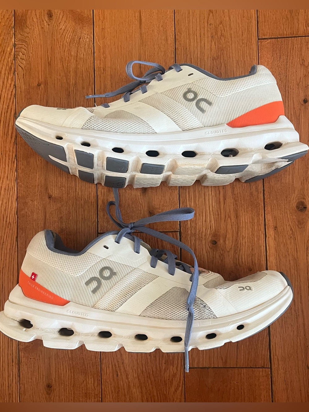 On Cloud Cloudrunner 2 Running Shoes White Undyed Flame Orange - Women Size 8.5